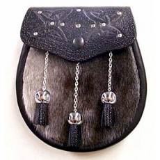 Dark Grey Seal Sporran with Chain Tassels